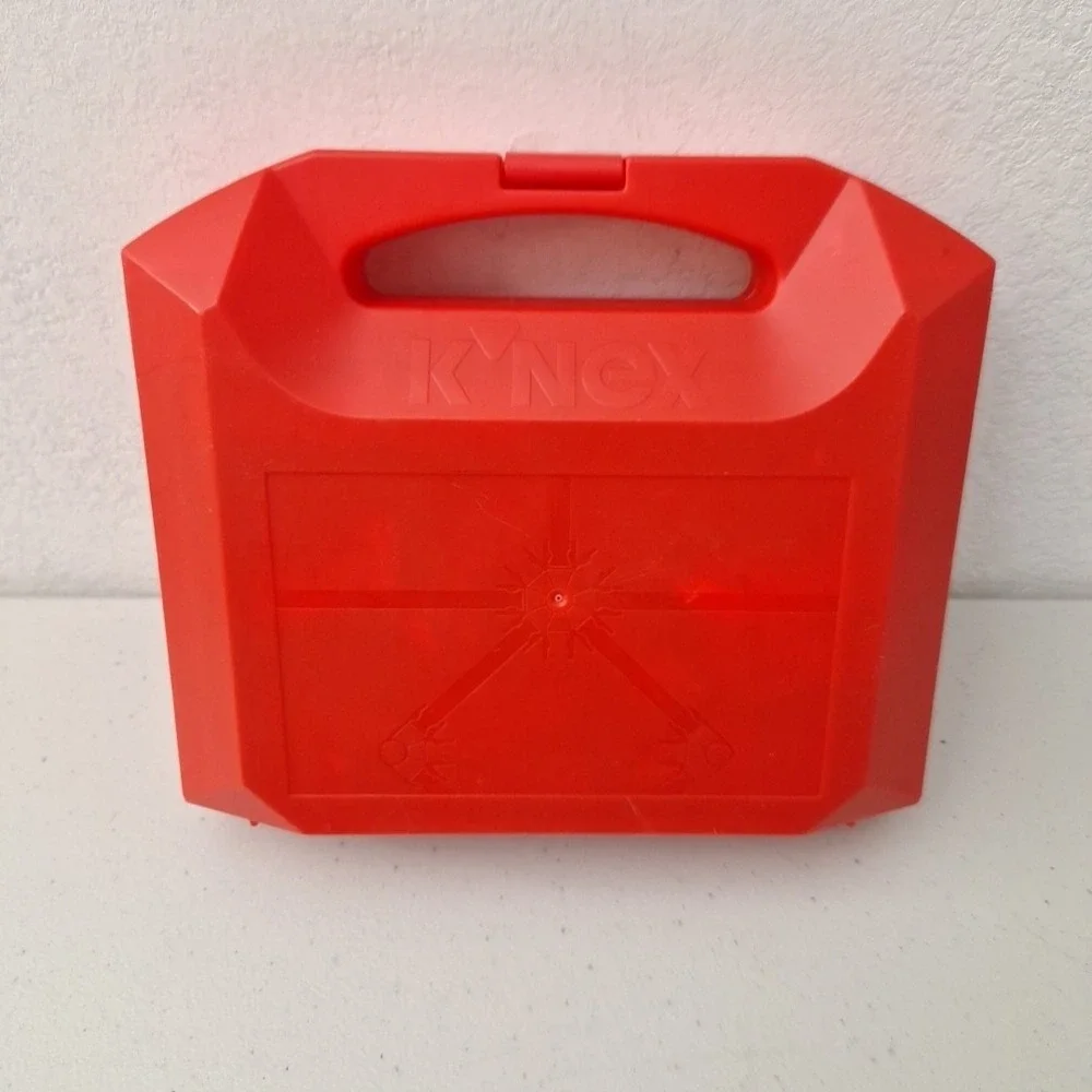 K'NEX Kinex Red Hard Box Case Filled with Knex !! Dueling Racers Book 1 & 2